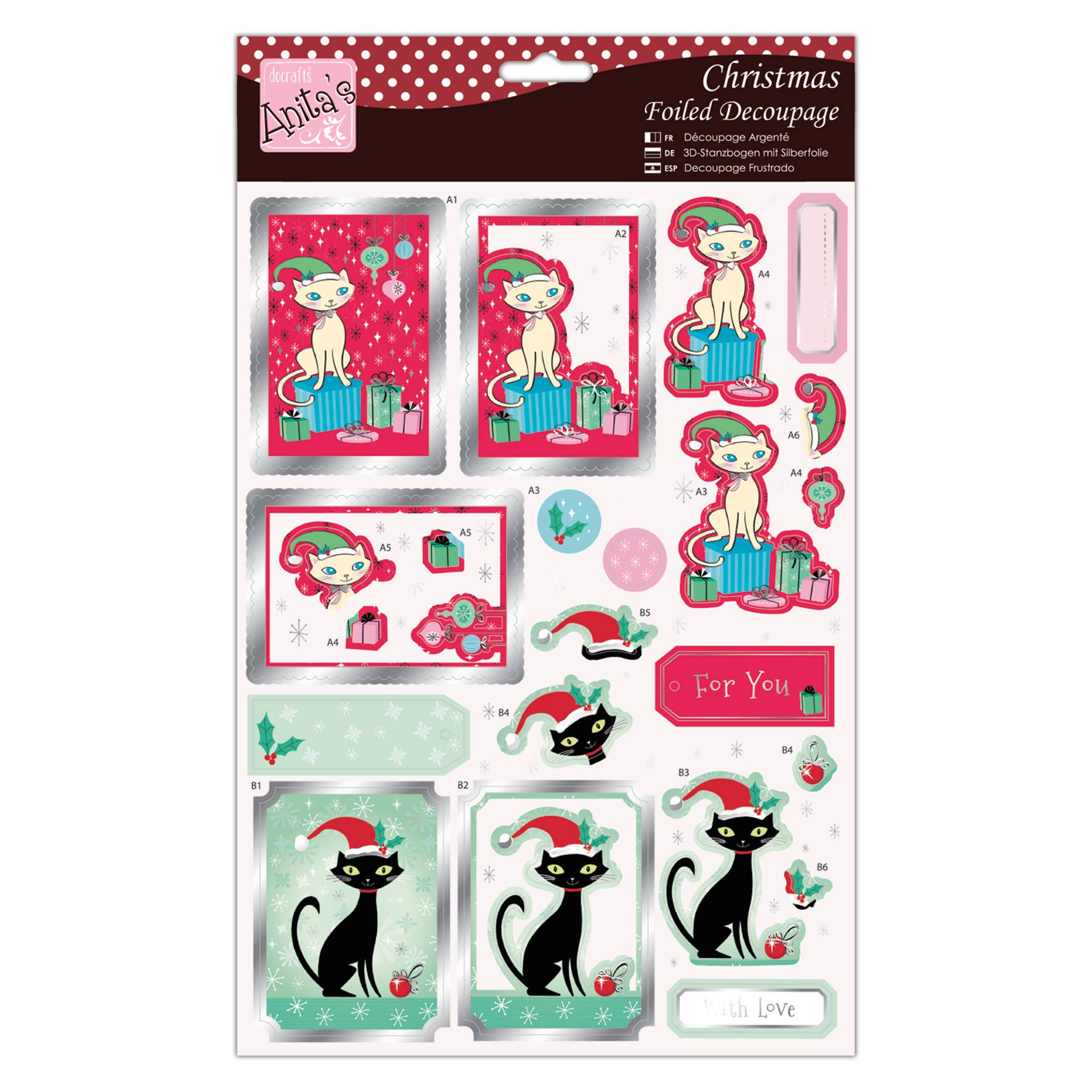 Anita's A4 Foiled Decoupage Sheet - Animals In The Snow Anita's A4 Foiled Decoupage Sheet - Animals In The Snow