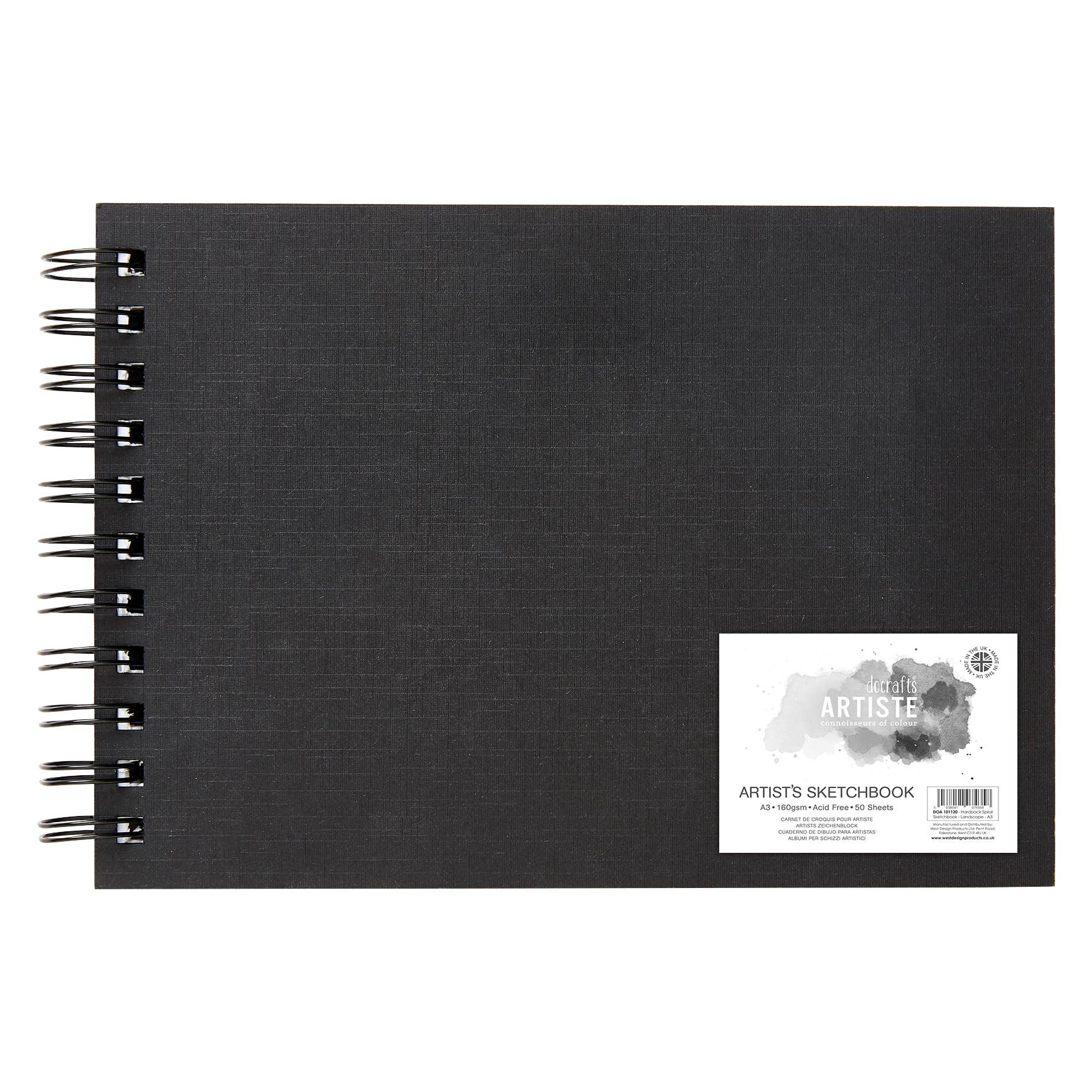 Artiste Landscape Wiro Sketchbook Hardback A3 160gsm 50 Sheets Perfe artiste-landscape-wiro-sketchbook-hardback-a3-160gsm-50-sheets-perfe
