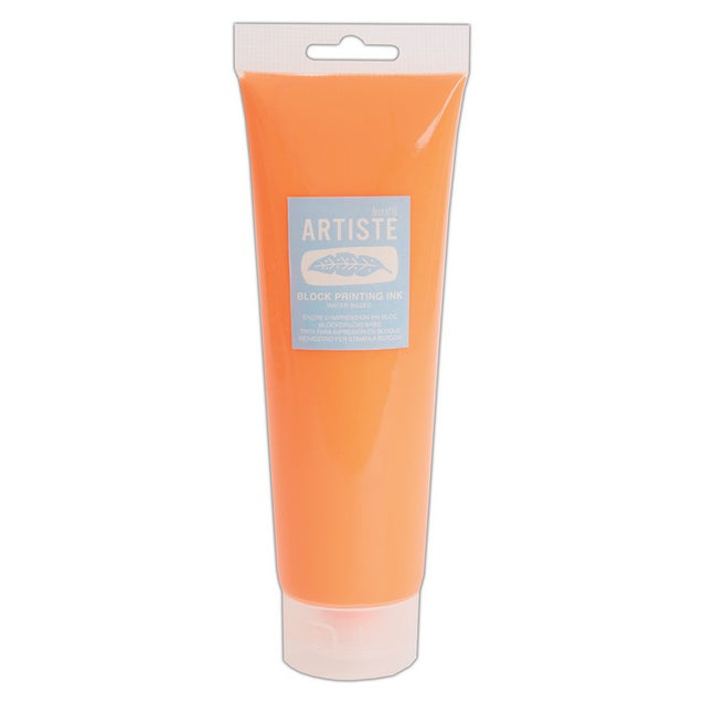 Artiste Water-Soluble Block Printing Ink, Fluorescent Orange 300ml, fo