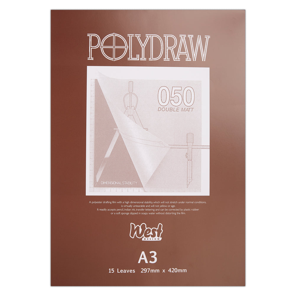 Westfilm Polydraw Polyester Drafting Film Pad, Clear, A3, 50 Microns,