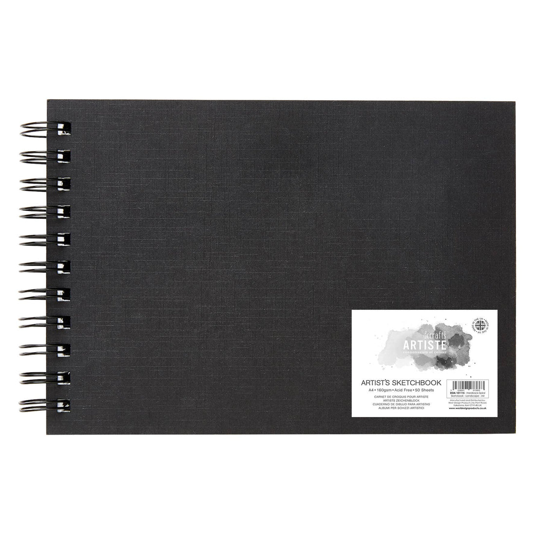 A4 Sketchbook Hardback 160gsm 50 Sheets Landscape Wiro